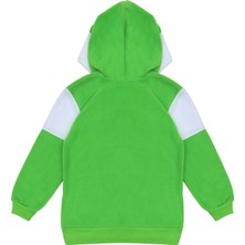 Berselüx Çocuk Polar Sweatshirt Fıstık Yeşili, Beyaz Kapüşonlu, Kanguru Cepli Kız-Erkek Unisex 1-8 Yaş