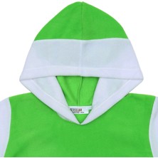 Berselüx Çocuk Polar Sweatshirt Fıstık Yeşili, Beyaz Kapüşonlu, Kanguru Cepli Kız-Erkek Unisex 1-8 Yaş