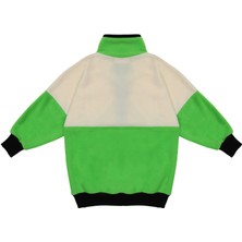 Berselüx Fıstık Balıkçı Yaka Çıtçıtlı Kız-Erkek Çocuk Unisex Polar Sweatshirt. Yeşil,krem,siyah