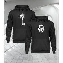 Amor Man Kapüşonlu 4 Iplik Pamuk Dokuma Tam Kışlık Oversize Kadın-Erkek 2 Li Sevgili Aşk Kombini Sweatshirt