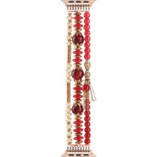 Hongshou Inci Kayış Watchband Için Elma Izle Serisi 7 41MM / 6 & Gd & 5 & 4 40MM / 3 & 2 & 1 38MM Kırmızı (Yurt Dışından)