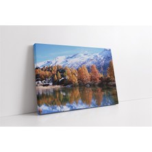 Tablosan Gölet ve Karla Kaplı Dağ Kanvas Tablo