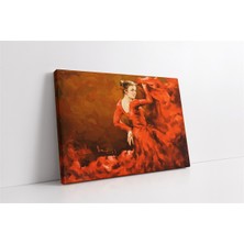 Tablosan Kırmızılara Bürünmüş Dansçı Kadın Kanvas Tablo