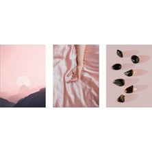 Tablosan Manzara Kadın ve Taşlar Üçlü Set Kanvas Tablo