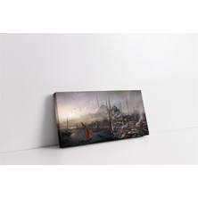 Tablosan Istanbul Kırmızı Yelkenlı Kayıklar Kanvas Tablo