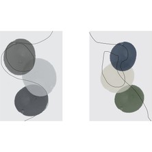 Tablosan Line Art Soyut Daireler Ikili Set Kanvas Tablo