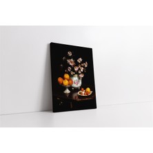 Tablosan Vazoda Çiçekler ve Meyve Tabakları Kanvas Tablo