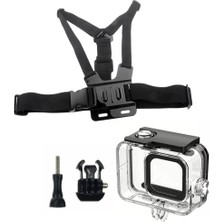 Gplus GO209 Gopro Hero 13 Hero 12 Hero 11 Hero 10 Hero 9 Black Uyumlu 60 Metre Su Geçirmez Koruyucu Muhafaza GP26 Göğüs Kemeri 4 Parça Set