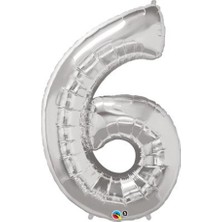 RPS 6 Rakam Folyo Balon 100 cm Gümüş