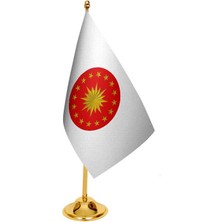 Satürn Design Masaüstü Cumhurbaşkanlığı Bayrağı + Pirinç Direk Masa Bayrak Seti