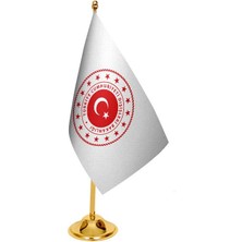 Satürn Design Masaüstü Dışişleri Bakanlığı Bayrağı + Pirinç Direk Masa Bayrak Seti