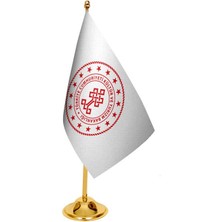 Satürn Design Masaüstü Kültür Bakanlığı Bayrağı + Pirinç Direk Masa Bayrak Seti