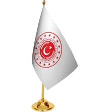 Satürn Design Masaüstü Milli Savunma Bakanlığı Bayrağı + Pirinç Direk Masa Bayrak Seti