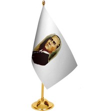 Satürn Design Masaüstü Atatürk Bayrağı + Pirinç Direk Masa Bayrak Seti