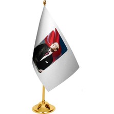 Satürn Design Masaüstü Atatürk Bayrağı + Pirinç Direk Masa Bayrak Seti