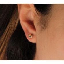 Adil Idil Kuyumculuk 14 Ayar Ok Detaylı Taşlı Küpe