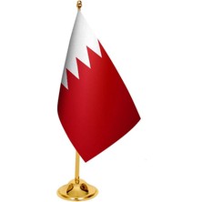 Satürn Masa Üstü Bahreyn Bayrağı + Pirinç Direk Masa Bayrak Seti