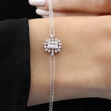 Mia Vento Pırlanta Montür Işıltılı Zarafet Güneşi Gümüş Bileklik