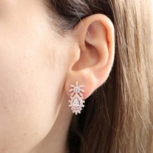 Mia Vento Effective Diamond Bereket Damlası Işıltılı Rose Renk Gümüş Küpe