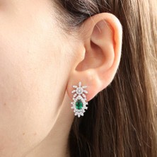 Mia Vento Effective Diamond Bereket Damlası Sentetik Zümrüt Gümüş Küpe