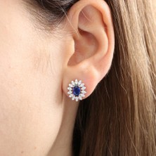 Mia Vento Pırlanta Montür Vega Yıldızı Sentetik Safir Gümüş Küpe