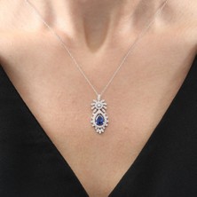 Mia Vento Effective Diamond Bereket Damlası Sentetik Safir Gümüş Kolye
