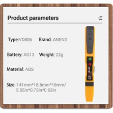 Aneng VD806 Elektrik Gerilim Kontrol Kalemi - Sarı (Yurt Dışından)