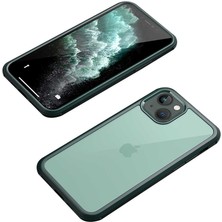 ZORE Apple iPhone 13 Mini Kılıf Zore Dor Silikon Temperli Cam Kapak Koyu Yeşil