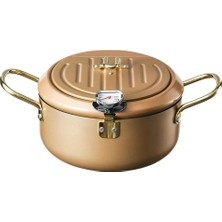 Dolity Sıcaklık Kontrol Edilebilir Derin Kızartma Pot Japon Tarzı Tempura Fritöz Pan 24 cm Şampanya