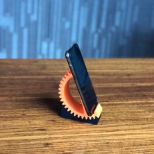 Dişli Tasarımlı Ayarlanabilir Telefon ve Tablet Standı - Turuncu / Siyah