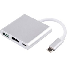 Sharplace Gümüş Yeni Tip-C VGA Pd USB C Hub Adaptörü F / Tip-C Port Laptop Dizüstü (Yurt Dışından)