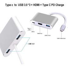 Sharplace Gümüş Yeni Tip-C VGA Pd USB C Hub Adaptörü F / Tip-C Port Laptop Dizüstü (Yurt Dışından)