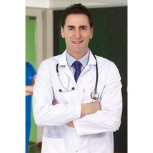 Çizgi Medikal Erkek Klasik Yaka Doktor Önlüğü Hemşire Eczacı Öğretmen Labaratuvar - Alpaka Kumaş