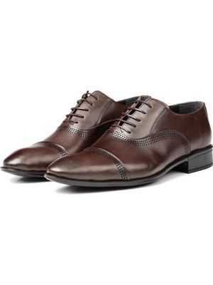 Ducavelli Serious Deri Erkek Klasik Ayakkabı Kahverengi Kısa Topuklu Rahat Kullanım