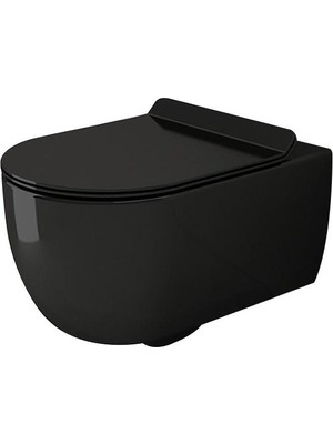 Bocchi V-tondo Asma Klozet Rimless Parlak Siyah Kapak Hariçtir 1416-005-0128