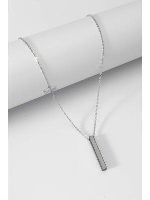 Bluem Çubuk Bar Çelik Kolye - Ithal Kararmaz Çelik Erkek Zincir