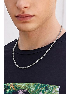 Bluem Erkek Gri Burgu Zincir  Model - Ithal Kararmaz Çelik Erkek Zincir