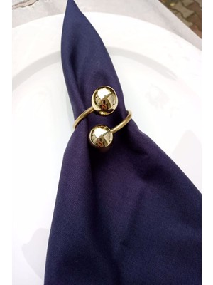 E-Sanat Evi Parlak gold boncuklu 12 adet gold metal halkalı peçete yüzüğü