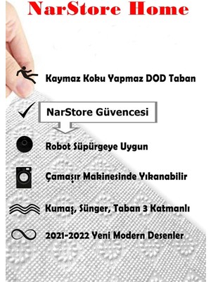 Nar Store Home Post Gri Peluş Kaymaz Tüylenmez Makinede Yıkanabilir Halı