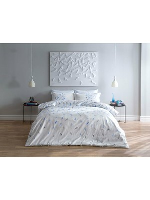 Taç Çift Kişilik Glow Parlayan Saten Nevresim Takımı Crystal Mavi