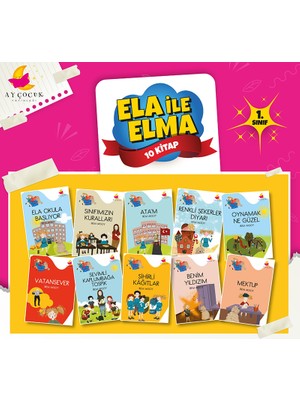 1. Sınıf Hikaye Kitabı Seti 10 Kitap Ela ile Elma Ay Çocuk Yayınları