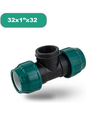 Poelsan Dişi Kablin Te 32X1"X32 Içten Dişli Kaplin Te Kangal Boru Ekleme Te Sulama Borusu Kaplin Te