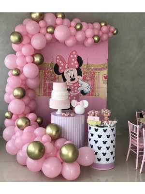 Trend Hediye Sepeti Krom Gold Pastel Pembe Balon 50 Adet ve 5 m Balon Zinciri