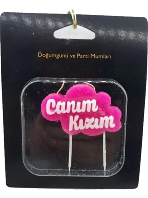 Dipak Pembe Bulutlu Canım Kızım Yazılı Pasta Üstü Doğum Günü Mumu