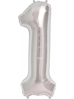 Dipak Gümüş Renk 1 Rakam Folyo Balon 40 Inç 100 cm