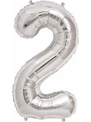 Dipak Gümüş Renk 2 Rakam Folyo Balon 40 Inç 100 cm