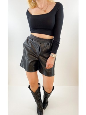 Modaonna Siyah Kaşkorse Crop Body