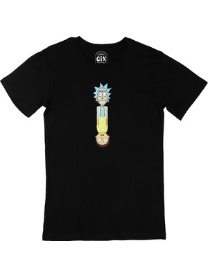 Cix Rick And Morty Ters Siyah T-Shirt