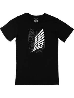Cix Attack On Titan Logolu Siyah T-Shirt