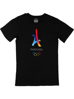 Cix Paris 2024 Olimpiyatları Siyah T-Shirt
